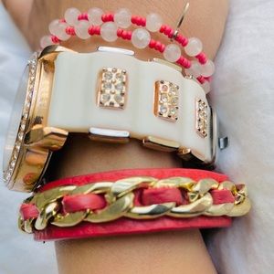 PINK BEEDS ADJUSTABLE Bear Larim Stone Bracelet